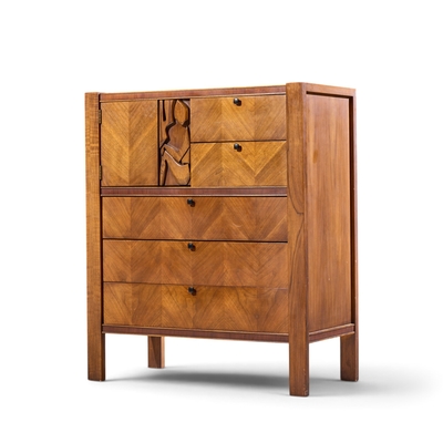  United Furniture Corporation United Tiki Mid Century Gentlemans Chest