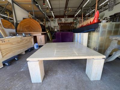  Up Up Italian Modern Travertine Cocktail Table