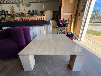  Up Up Italian Modern Travertine Cocktail Table