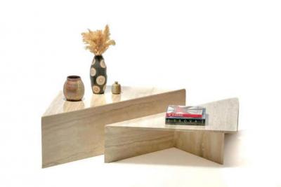  Up Up Large Italian Two Part Travertine Modular Coffee Table by Up Up circa 1970s