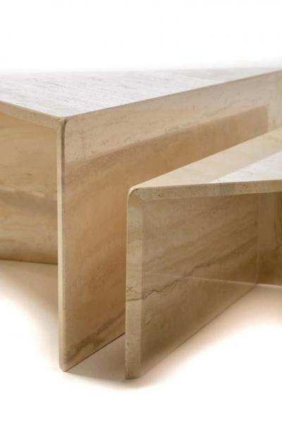  Up Up Large Italian Two Part Travertine Modular Coffee Table by Up Up circa 1970s