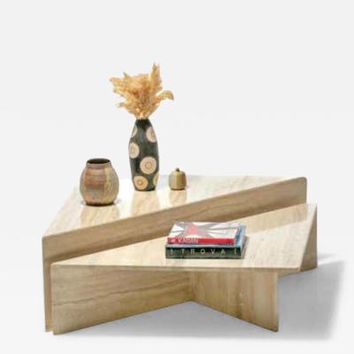  Up Up Large Italian Two Part Travertine Modular Coffee Table by Up Up circa 1970s