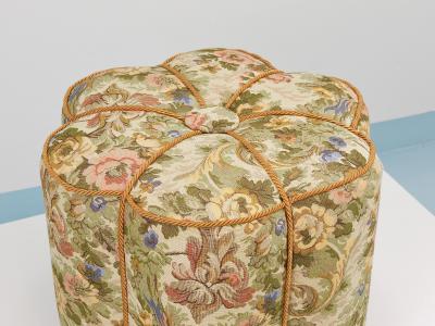  Up Z vody Art Deco Floral Tapestry Stool Tabouret Pouf Ottoman Vienna Austria 1930s