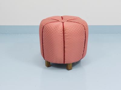  Up Z vody Pink Art Deco Stool Tabouret Pouf Ottoman Vienna Austria 1930s