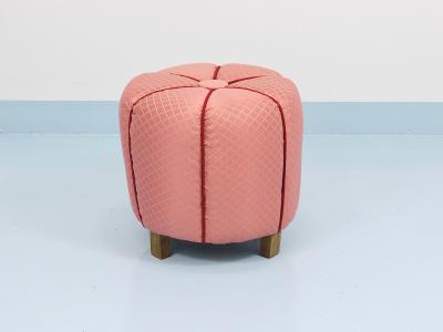  Up Z vody Pink Art Deco Stool Tabouret Pouf Ottoman Vienna Austria 1930s