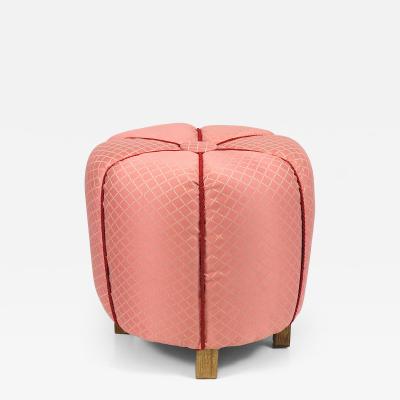  Up Z vody Pink Art Deco Stool Tabouret Pouf Ottoman Vienna Austria 1930s