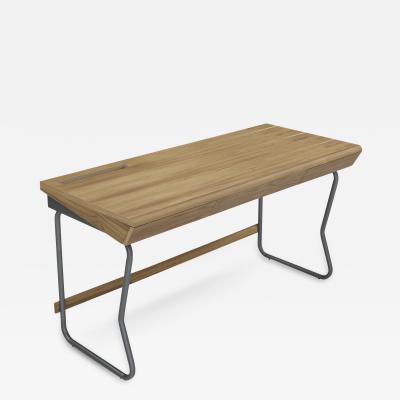  Uultis Design Class Desk with a Teak Top and Graphite Finished Metal Base