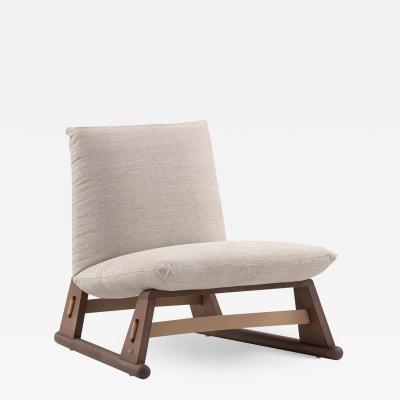  Uultis Design Maia Chair in Walnut Finish and Beige Fabric