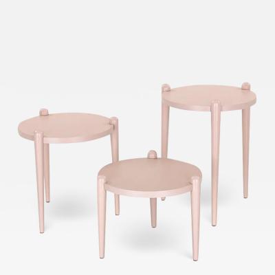  Uultis Design Pan Round Occasional Tables in Light Pink Quartz