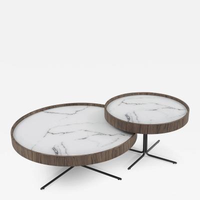  Uultis Design Regia Occasional Table in Walnut Featuring Carrara Glass