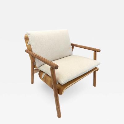  Uultis Design Tai Armchair in Teak with Strapped Oatmeal Chair Seat and Inside Chair Back