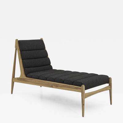  Uultis Design Wave Chaise in Teak Wood and Charcoal Fabric