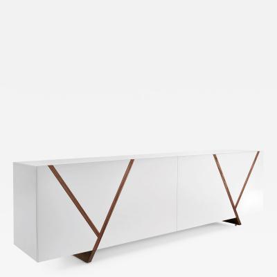  Uultis Design Ypis Sideboard Featuring Geometric Marquetry Shapings on the Doors in Walnut