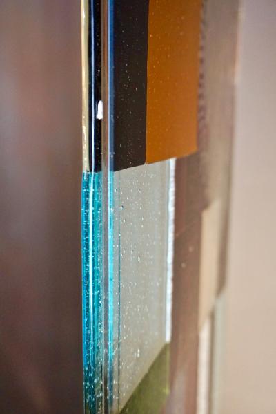  V v Glass Contemporary Italian Murano Glass Silver Gold Colorful Mosaic Panel Sculpture