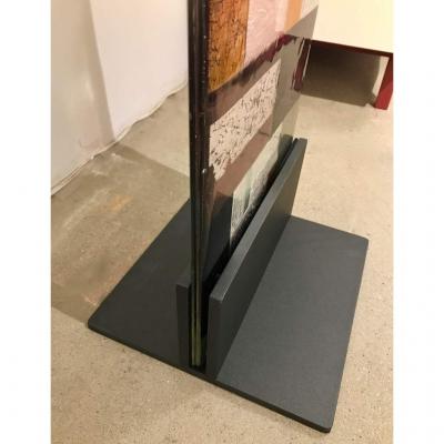  V v Glass Contemporary Italian Murano Glass Silver Gold Colorful Mosaic Panel Sculpture