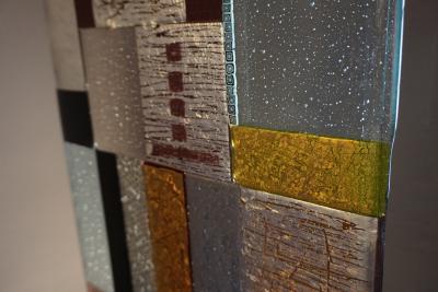  V v Glass Contemporary Italian Murano Glass Silver Gold Colorful Mosaic Panel Sculpture