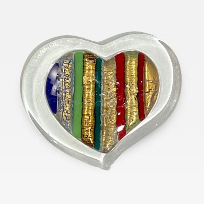  V v Glass Italian Crystal Blue Green Gold Red Murano Glass Heart Shaped Modern Paperweight