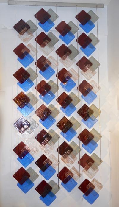  V v Glass Organic Modern Italian Geometric Gray Purple Aqua Murano Glass Curtain Divider