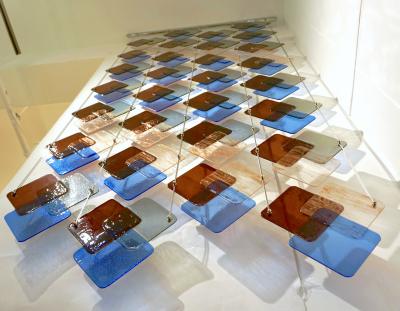  V v Glass Organic Modern Italian Geometric Gray Purple Aqua Murano Glass Curtain Divider