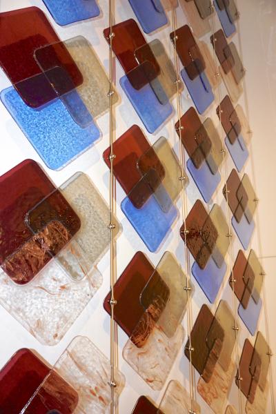  V v Glass Organic Modern Italian Geometric Gray Purple Aqua Murano Glass Curtain Divider