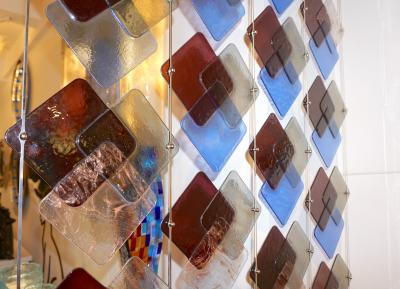  V v Glass Organic Modern Italian Geometric Gray Purple Aqua Murano Glass Curtain Divider