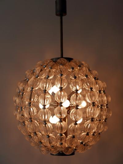  VEB Leuchten Huge Mid Century Modern 13 Flamed Glass Sputnik Chandelier or Pendant Lamp 1960s