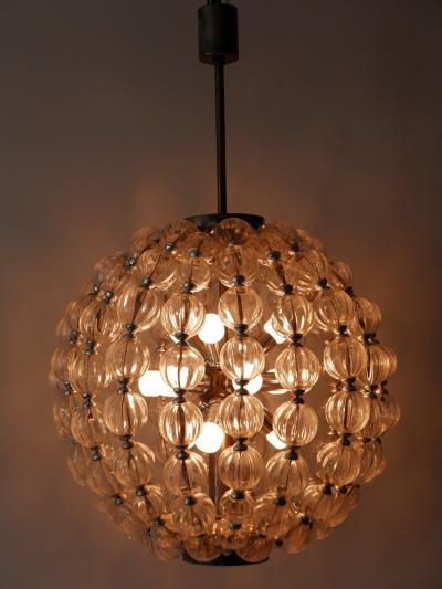  VEB Leuchten Huge Mid Century Modern 13 Flamed Glass Sputnik Chandelier or Pendant Lamp 1960s