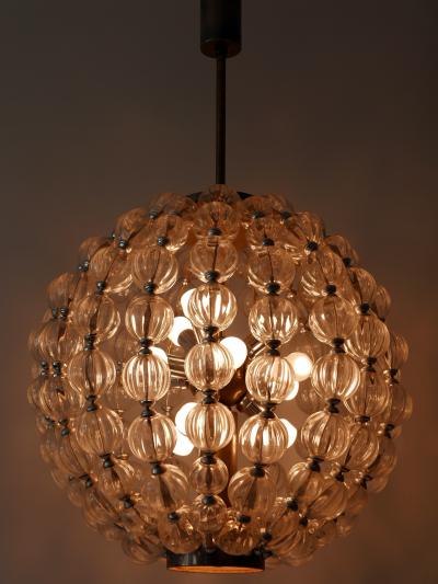  VEB Leuchten Huge Mid Century Modern 13 Flamed Glass Sputnik Chandelier or Pendant Lamp 1960s