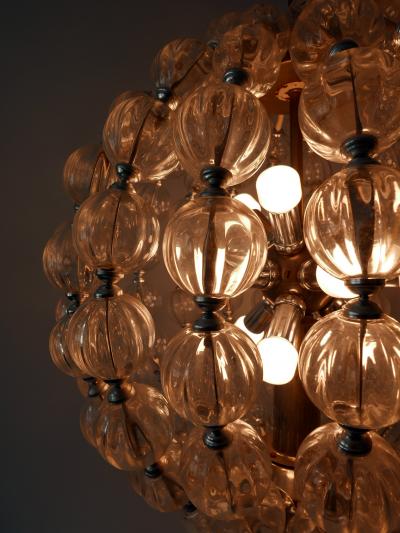  VEB Leuchten Huge Mid Century Modern 13 Flamed Glass Sputnik Chandelier or Pendant Lamp 1960s