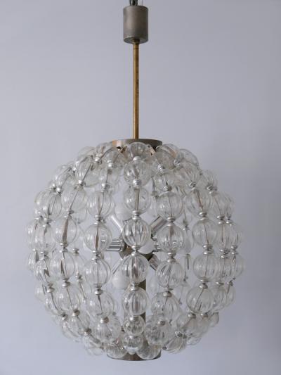  VEB Leuchten Huge Mid Century Modern 13 Flamed Glass Sputnik Chandelier or Pendant Lamp 1960s