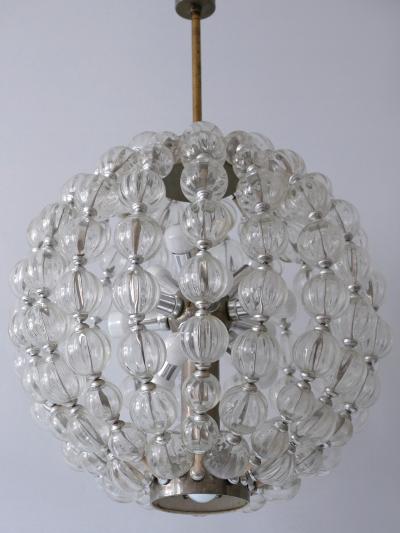  VEB Leuchten Huge Mid Century Modern 13 Flamed Glass Sputnik Chandelier or Pendant Lamp 1960s