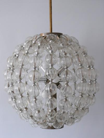  VEB Leuchten Huge Mid Century Modern 13 Flamed Glass Sputnik Chandelier or Pendant Lamp 1960s