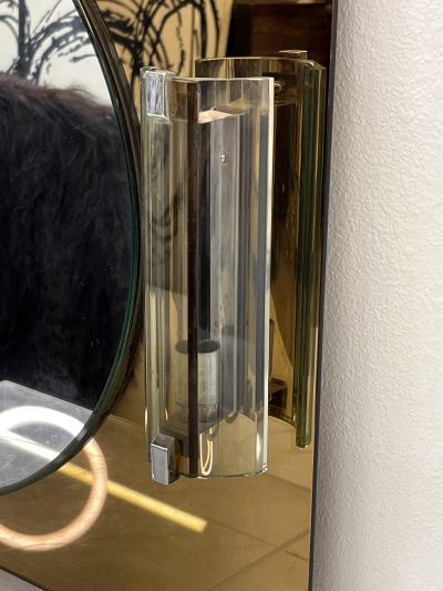  VECA Italian Vanity or Entryway Mirror With Murano Sconces 1960s Veca