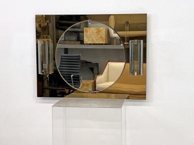  VECA Italian Vanity or Entryway Mirror With Murano Sconces 1960s Veca