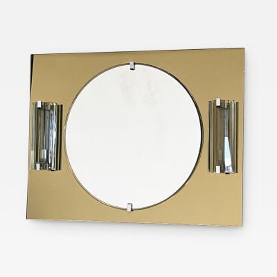  VECA Italian Vanity or Entryway Mirror With Murano Sconces 1960s Veca