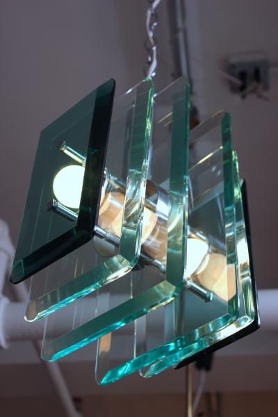  VECA Mid Century Modern Green Tint Glass Pendant by VECA Italy 1960