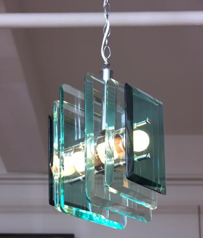  VECA Mid Century Modern Green Tint Glass Pendant by VECA Italy 1960
