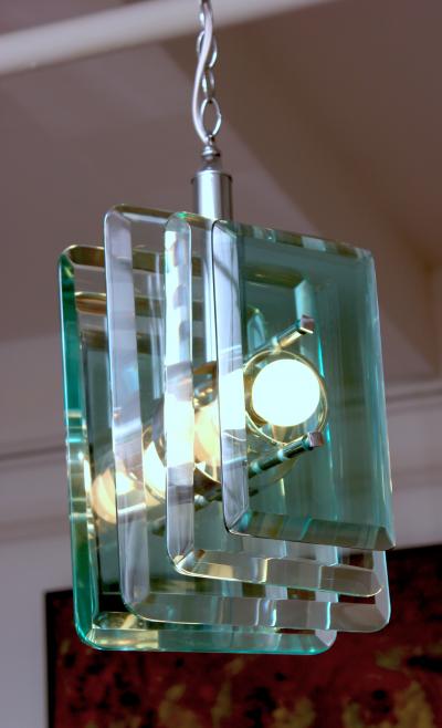  VECA Mid Century Modern Green Tint Glass Pendant by VECA Italy 1960