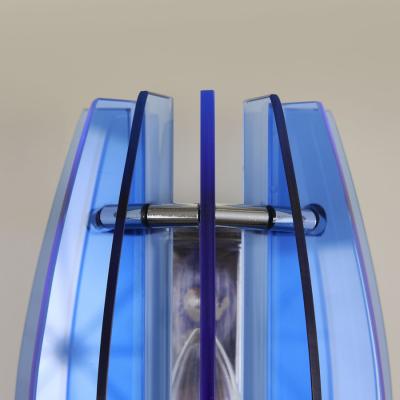  VECA Pair of 1970s Italian chrome and blue glass wall lights by Veca