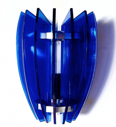  VECA Pair of Sconces by Veca Milano in Cobalt Blue Italy 1970