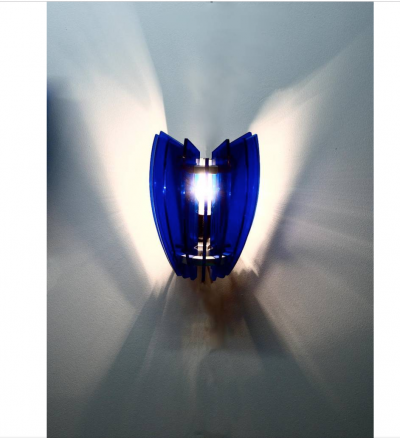  VECA Pair of Sconces by Veca Milano in Cobalt Blue Italy 1970