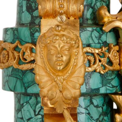  VICTOR PAILLARD Antique French gilt bronze and malachite clock set