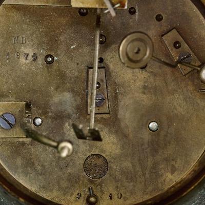  VICTOR PAILLARD Antique French gilt bronze and malachite clock set