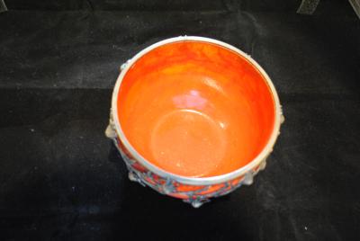  Val Cie Art Nouveau signed Val Cie Bronze and Art Glass Bowl