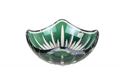  Val St Lambert Val Saint Lambert Emerald Green Cut Glass Bowl by Val Saint Lambert Signed Belgium ca 1960