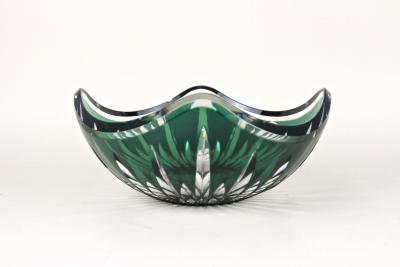 Val St Lambert Val Saint Lambert Emerald Green Cut Glass Bowl by Val Saint Lambert Signed Belgium ca 1960