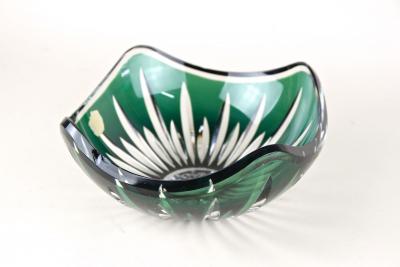  Val St Lambert Val Saint Lambert Emerald Green Cut Glass Bowl by Val Saint Lambert Signed Belgium ca 1960