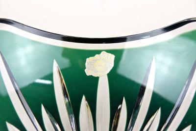  Val St Lambert Val Saint Lambert Emerald Green Cut Glass Bowl by Val Saint Lambert Signed Belgium ca 1960
