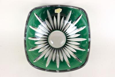  Val St Lambert Val Saint Lambert Emerald Green Cut Glass Bowl by Val Saint Lambert Signed Belgium ca 1960