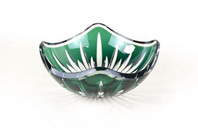  Val St Lambert Val Saint Lambert Emerald Green Cut Glass Bowl by Val Saint Lambert Signed Belgium ca 1960